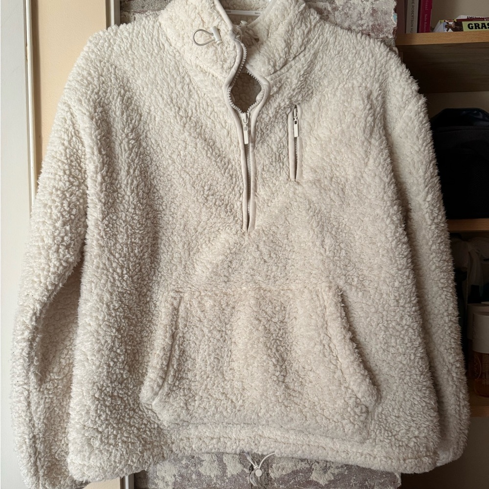 Harlow Women's Cream Zip-Up Sherpa Sweater